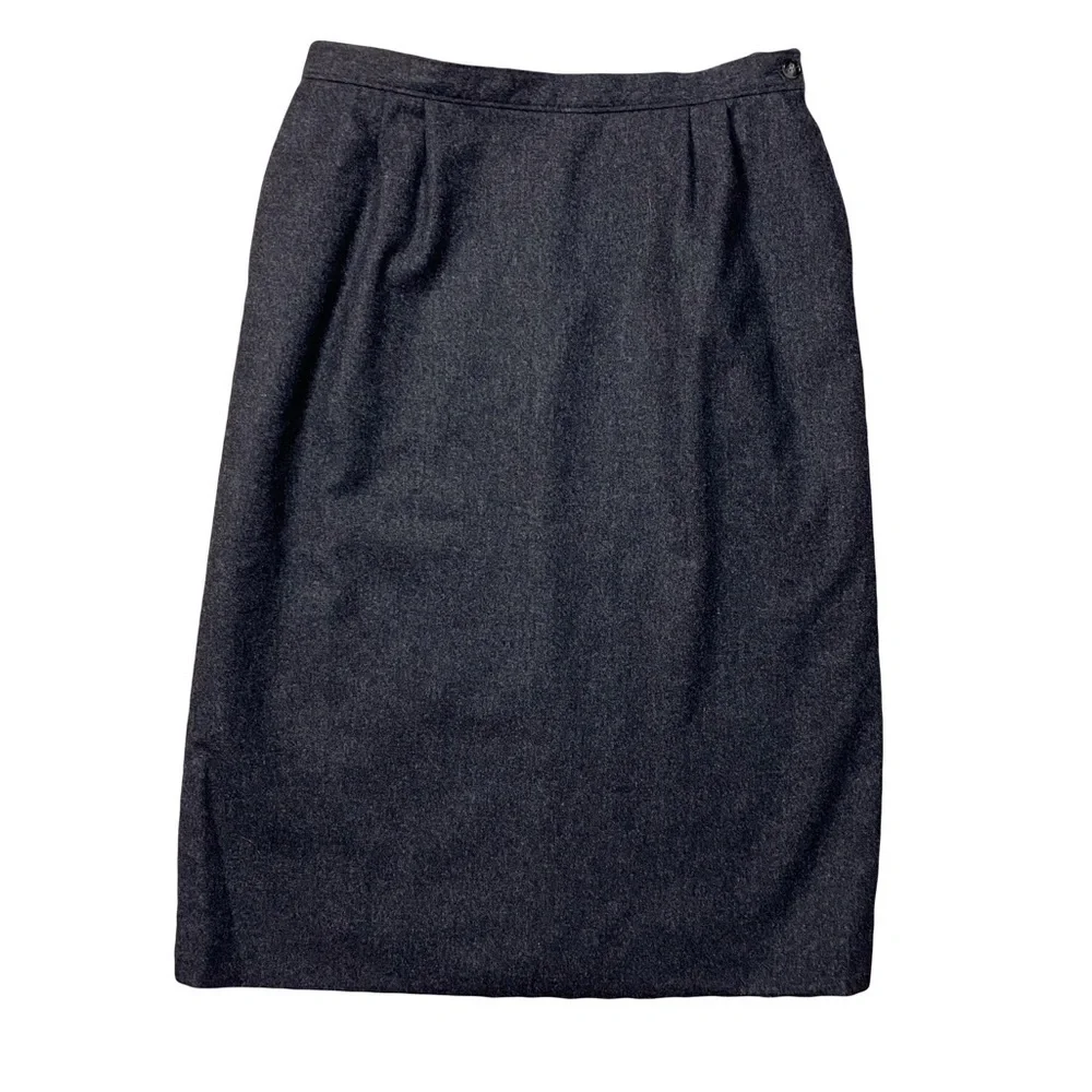Vtg PENDLETON Wool high rise skirt Midi length Charcoal Gray Womens size 12